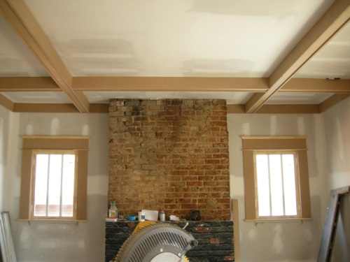 Living room coffered ceiling